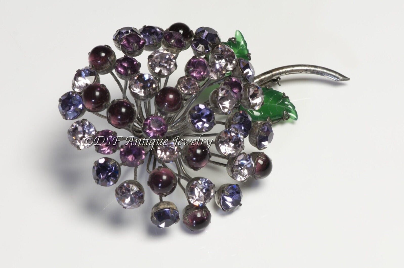 SCHREINER NY 1950’s Purple Crystal Flower Brooch