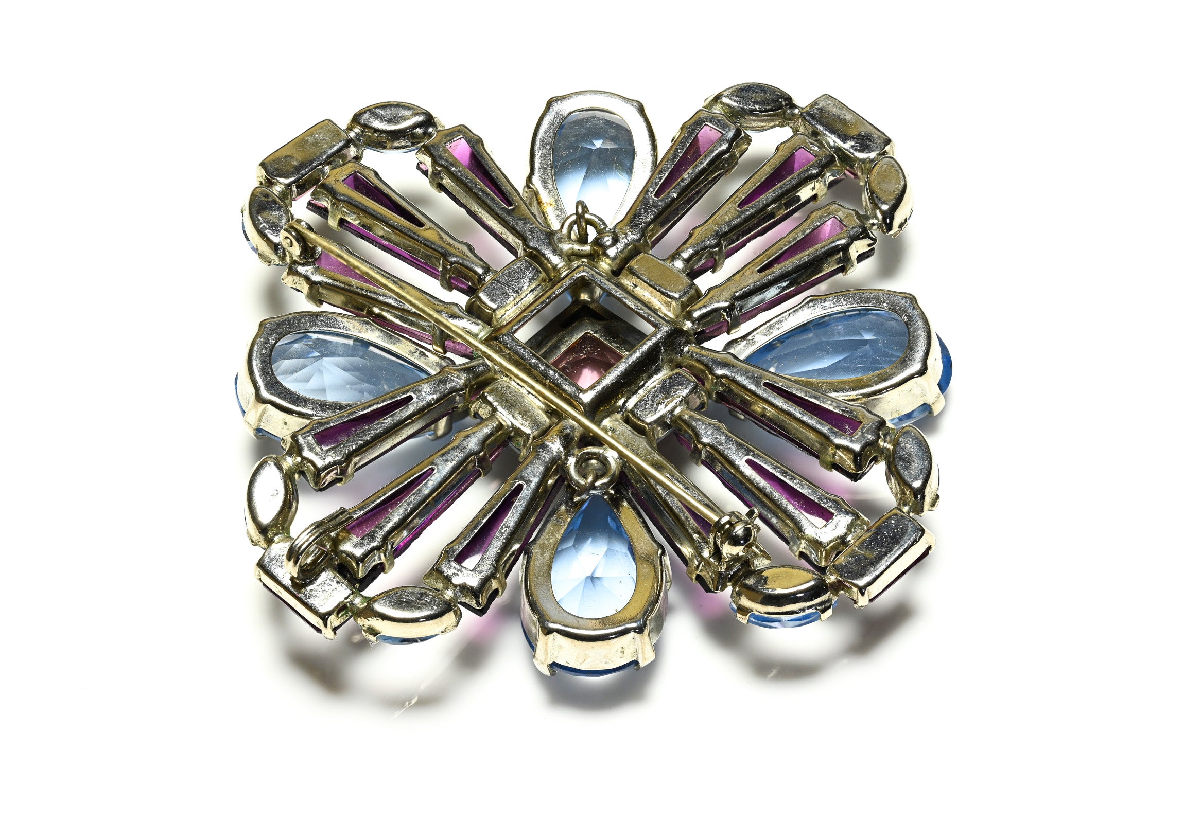 Vintage Schreiner NY Keystone Crystal Cross Flower Brooch