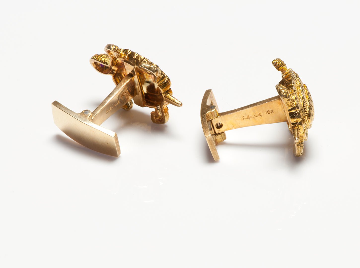 Scully & Scully 18K Yellow Gold Ruby Turtle Cufflinks