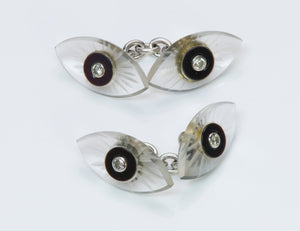 Seaman Schepps Gold Diamond Onyx Crystal Cufflinks