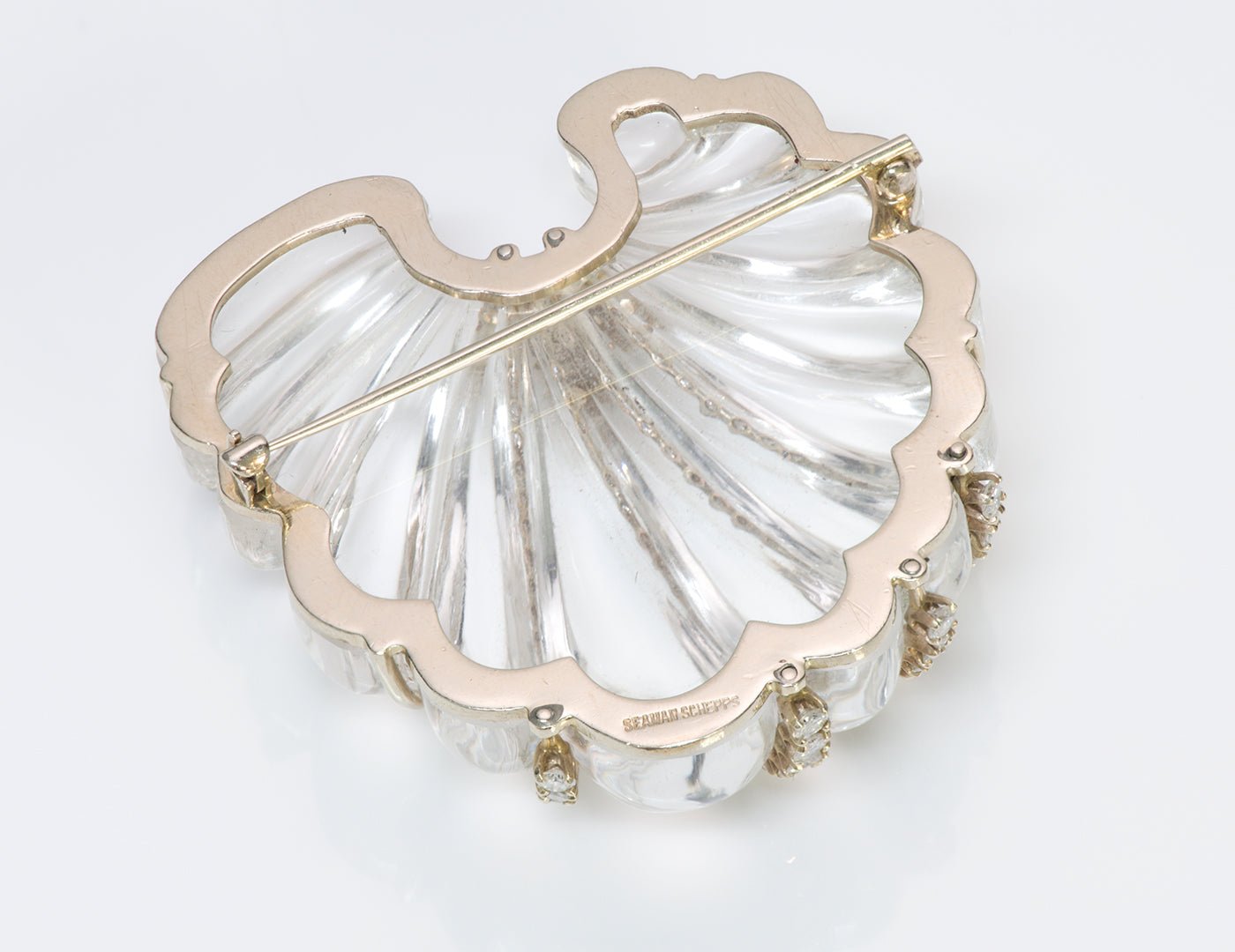 Seaman Schepps Seashell Crystal Diamond Brooch