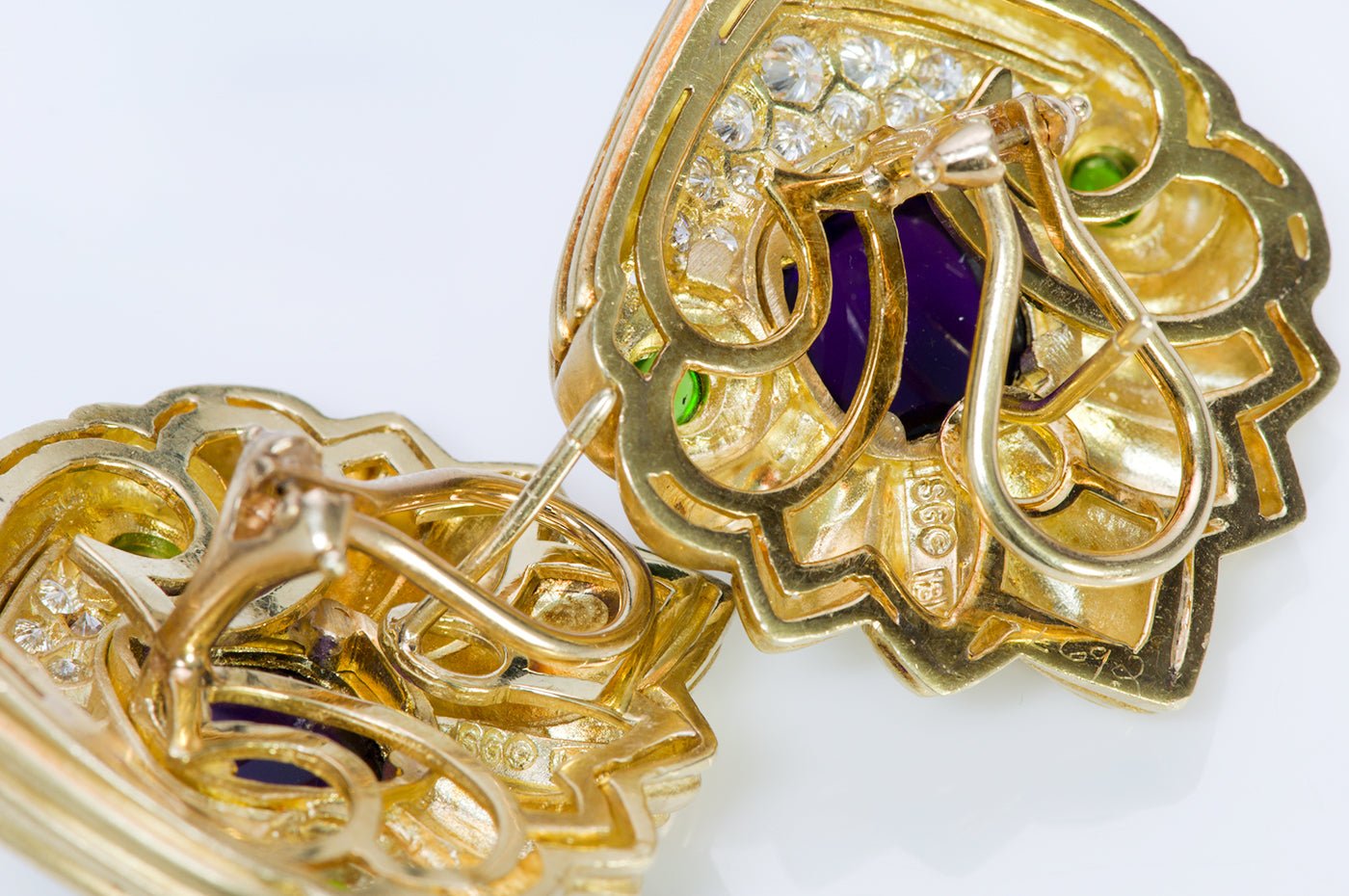 SeidenGang Amethyst 18K Gold Tsavorite Diamond Earrings