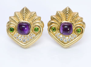 SeidenGang Amethyst 18K Gold Tsavorite Diamond Earrings