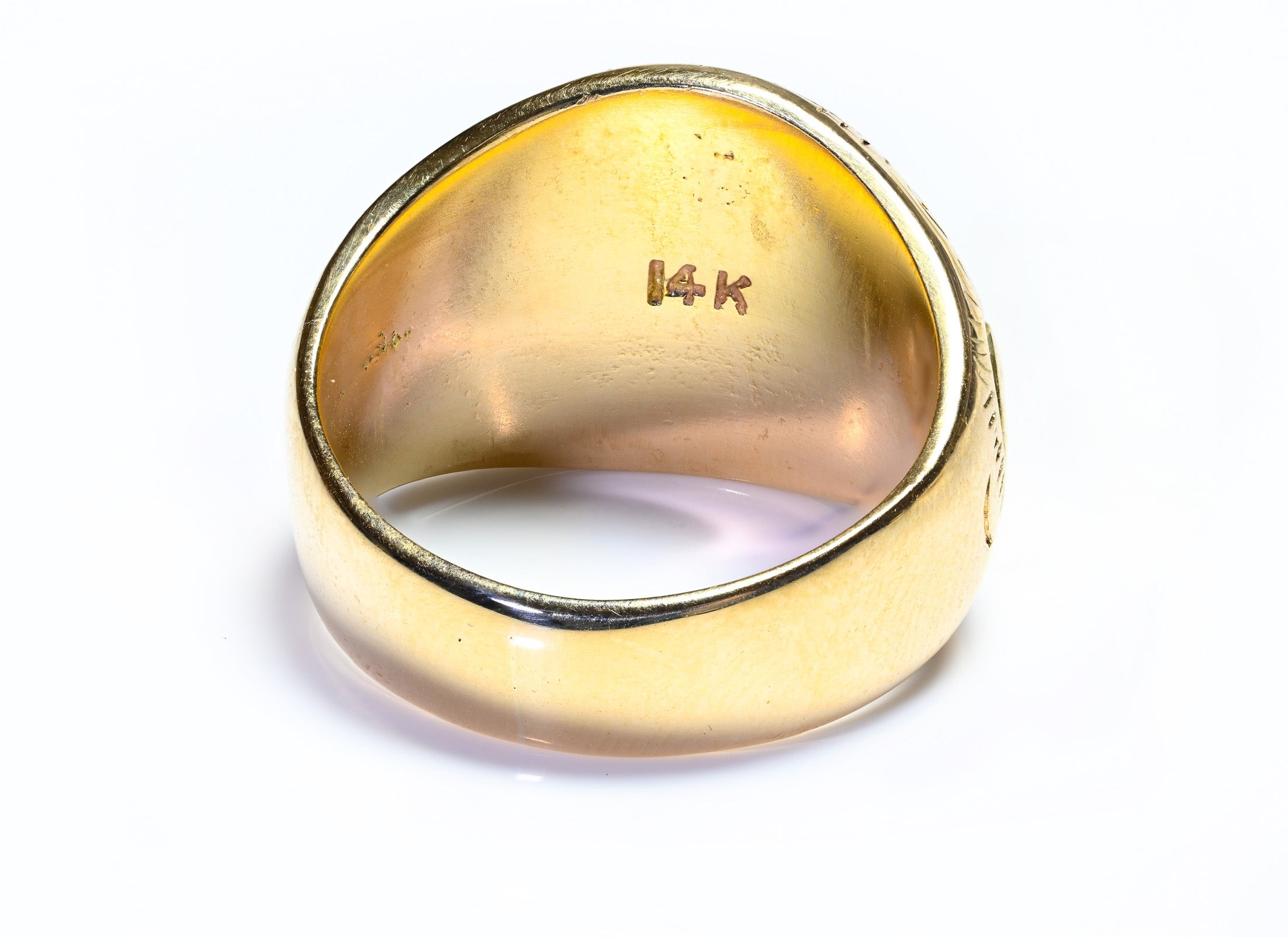  Engraved Gold Signet Ring 