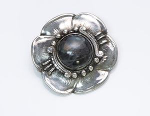 Silver Labradorite Flower Brooch