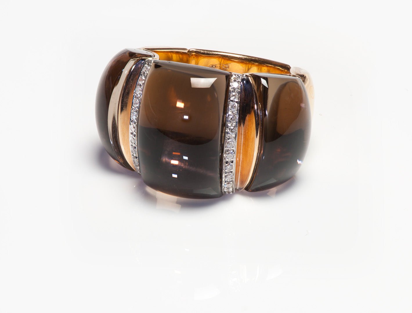 Smokey Quartz Diamond 18K Gold Ring