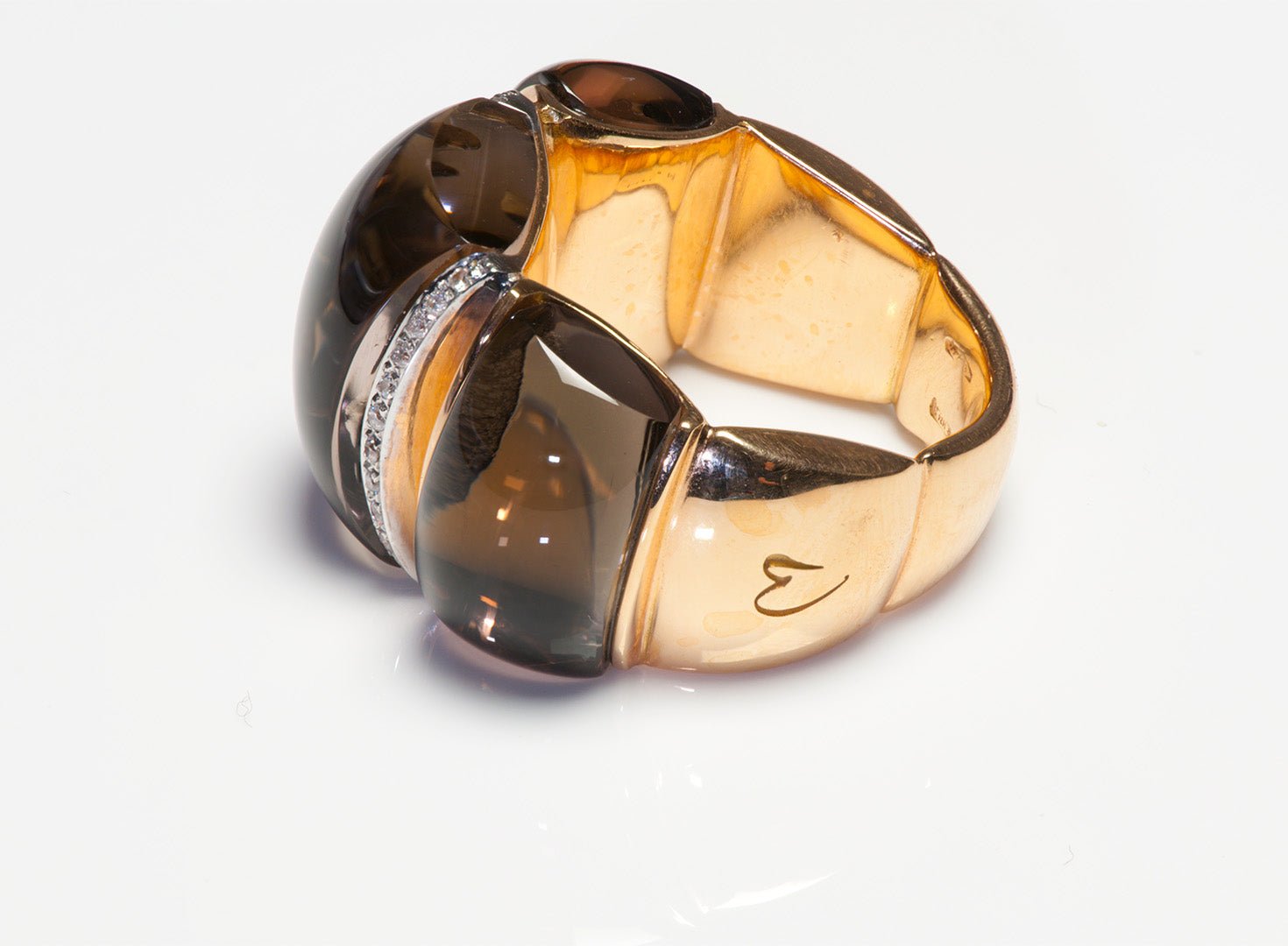 Smokey Quartz Diamond 18K Gold Ring