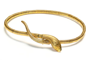 Antique Victorian 9K Yellow Gold Snake Choker Necklace