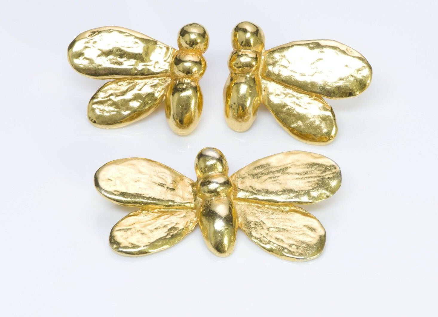 Sonia Rykiel Gold Tone Royal Bee Earrings Brooch