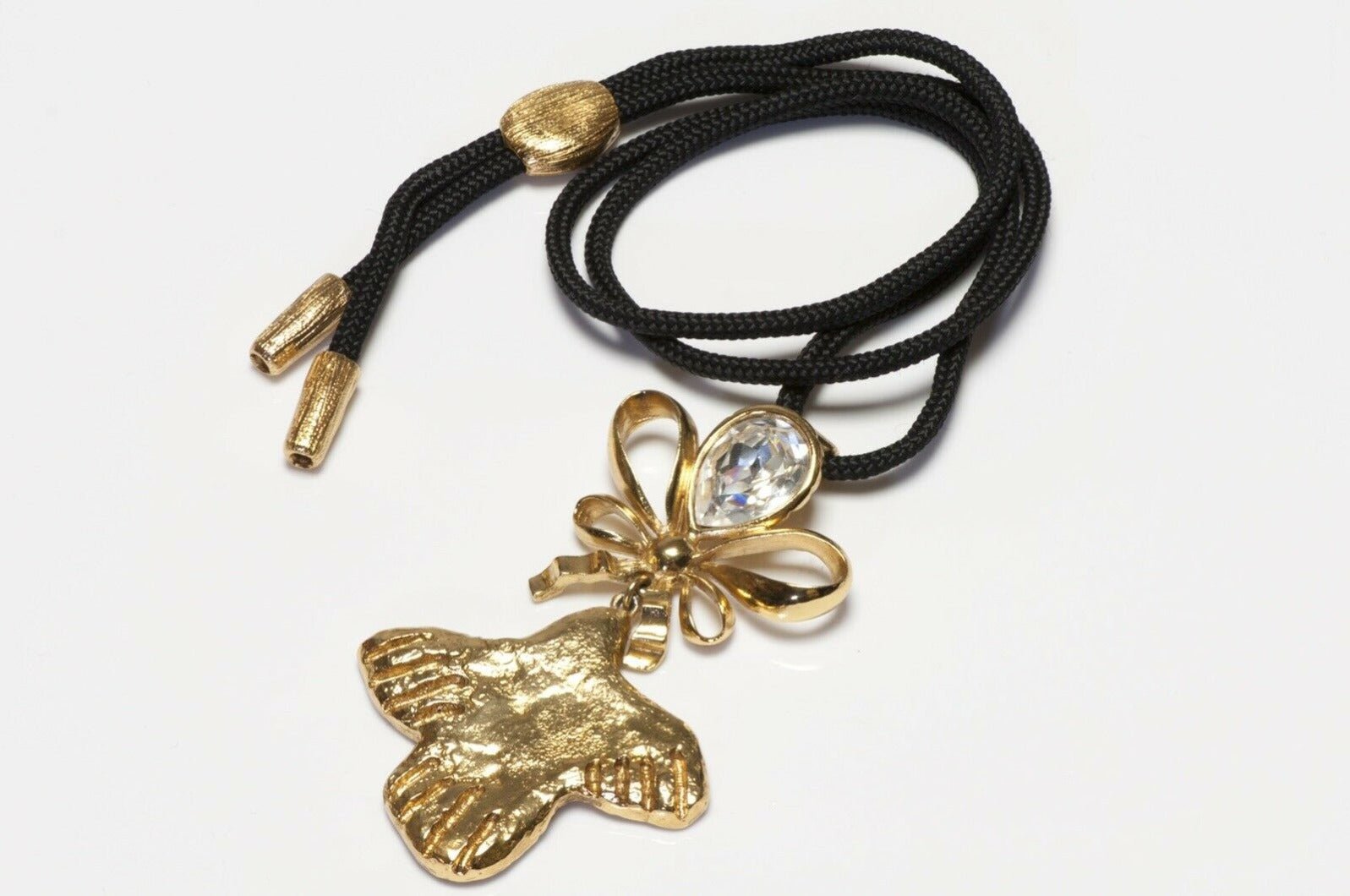 Sonia Rykiel Paris Dove Crystal Bow Rope Pendant Necklace