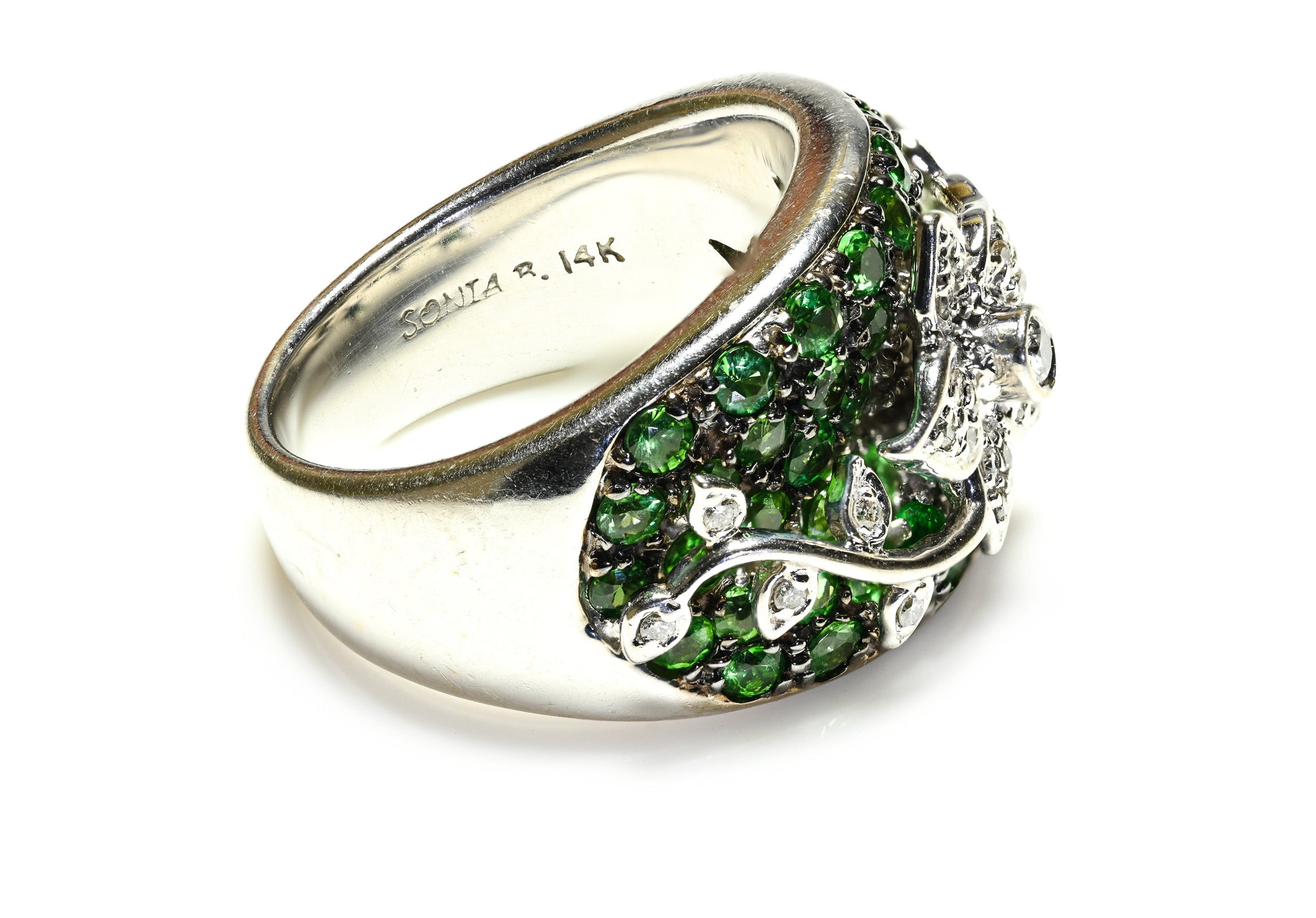 Sonia B. Tsavorite Diamond Flower Ring 1