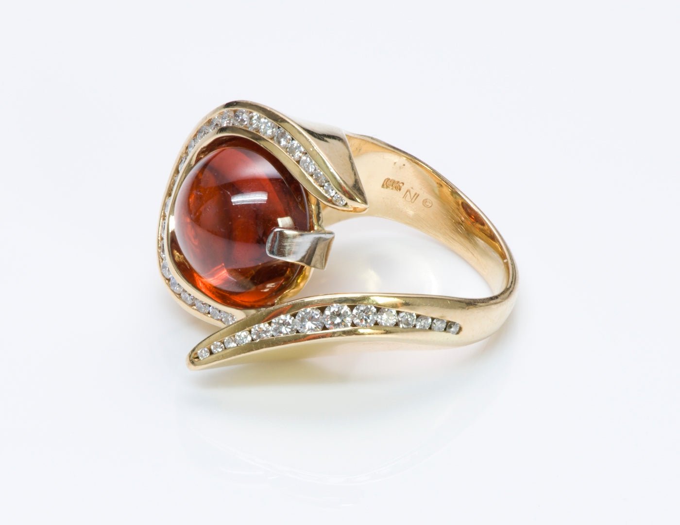 Spessartine Garnet Diamond 18K Gold Ring