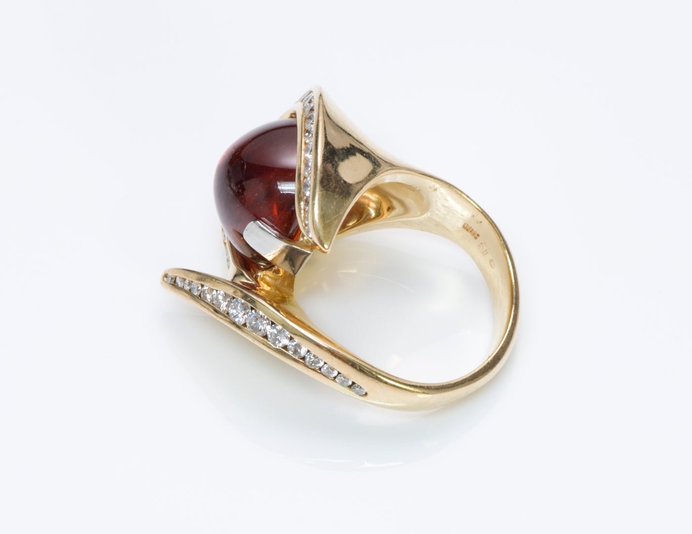 Spessartine Garnet Diamond 18K Gold Ring