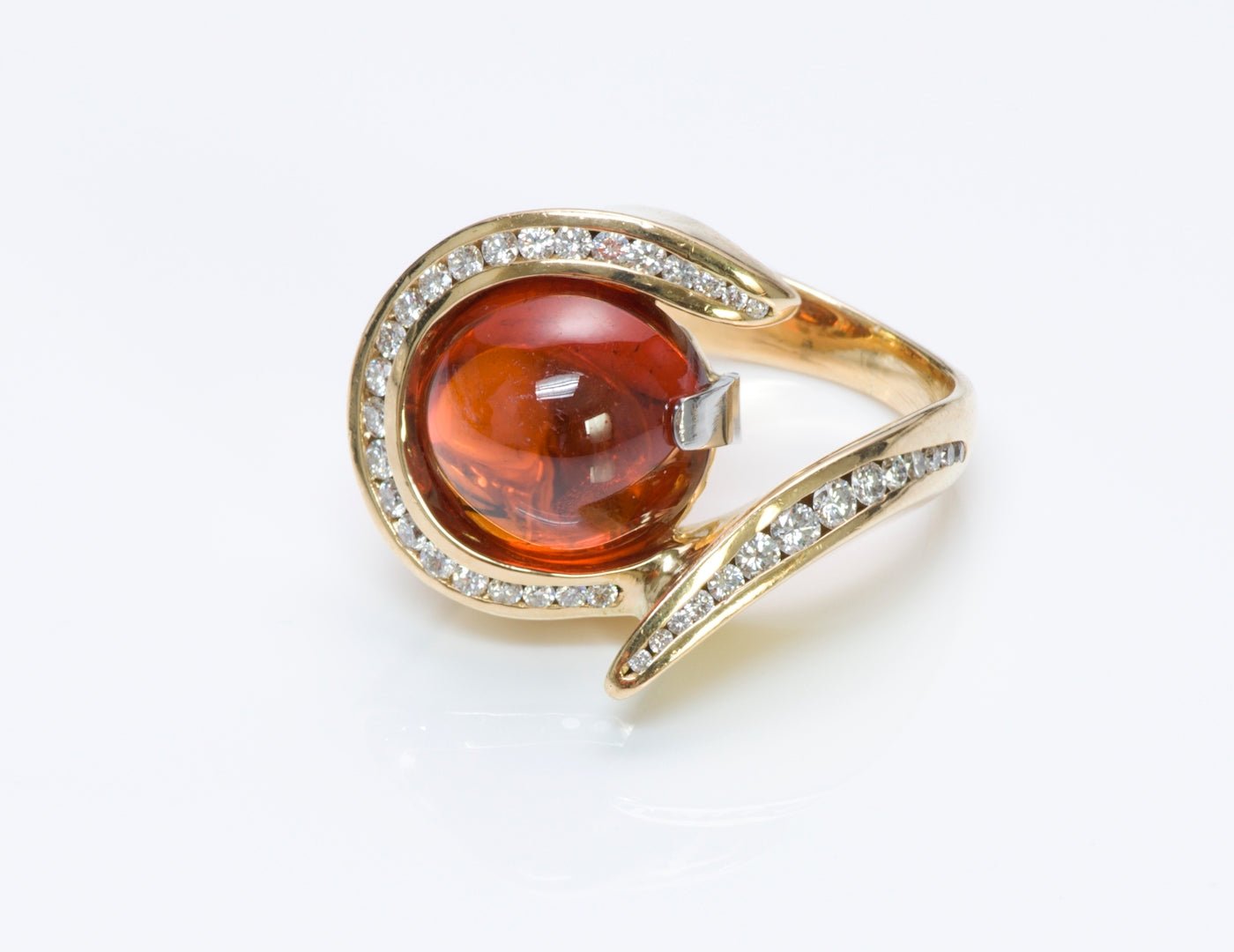 Spessartine Garnet Diamond 18K Gold Ring