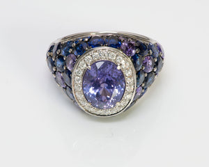GIA No-Heat Sapphire & Diamond Ring in 18K Gold