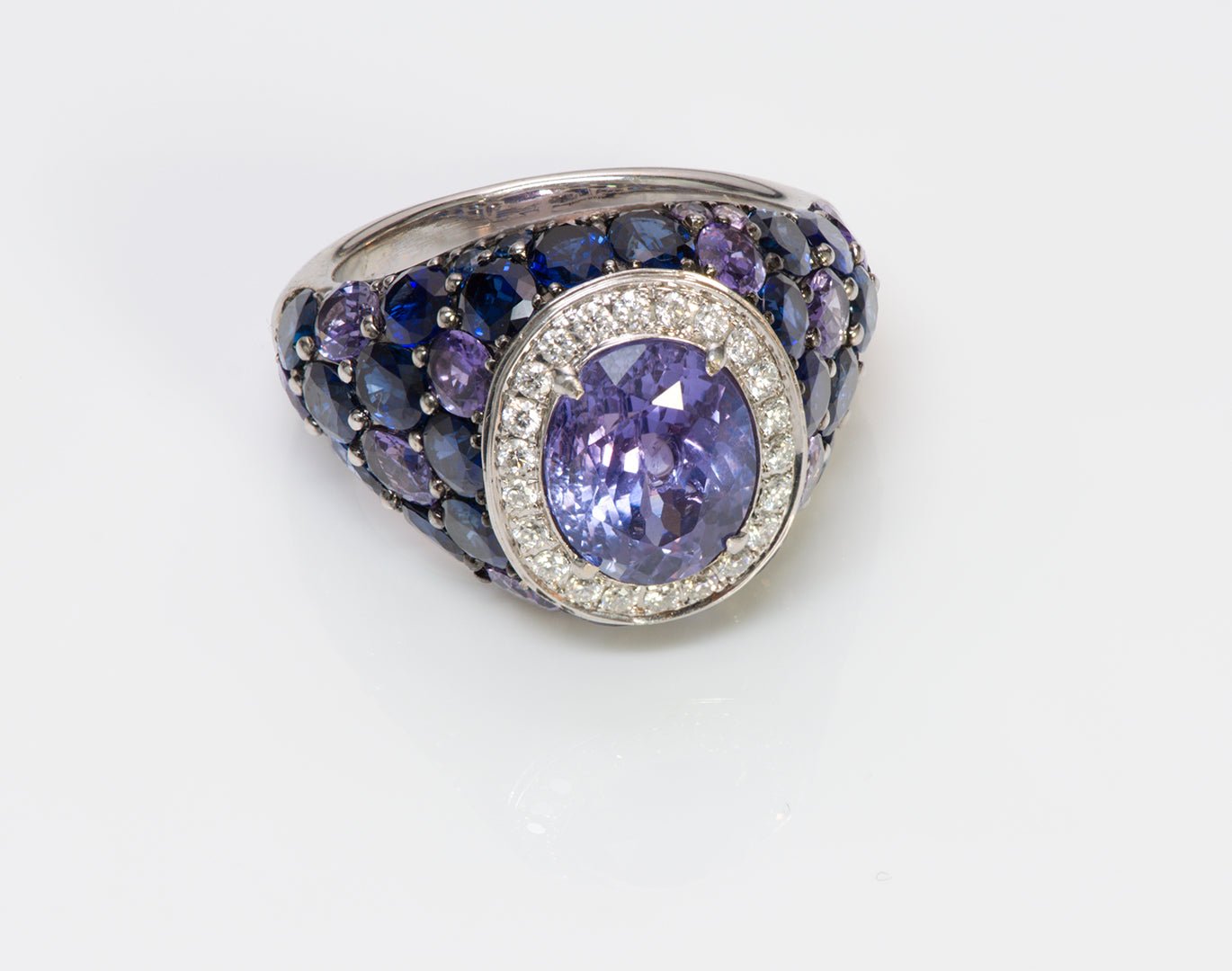 Sri Lanka Sapphire Diamond 18K Gold Ring