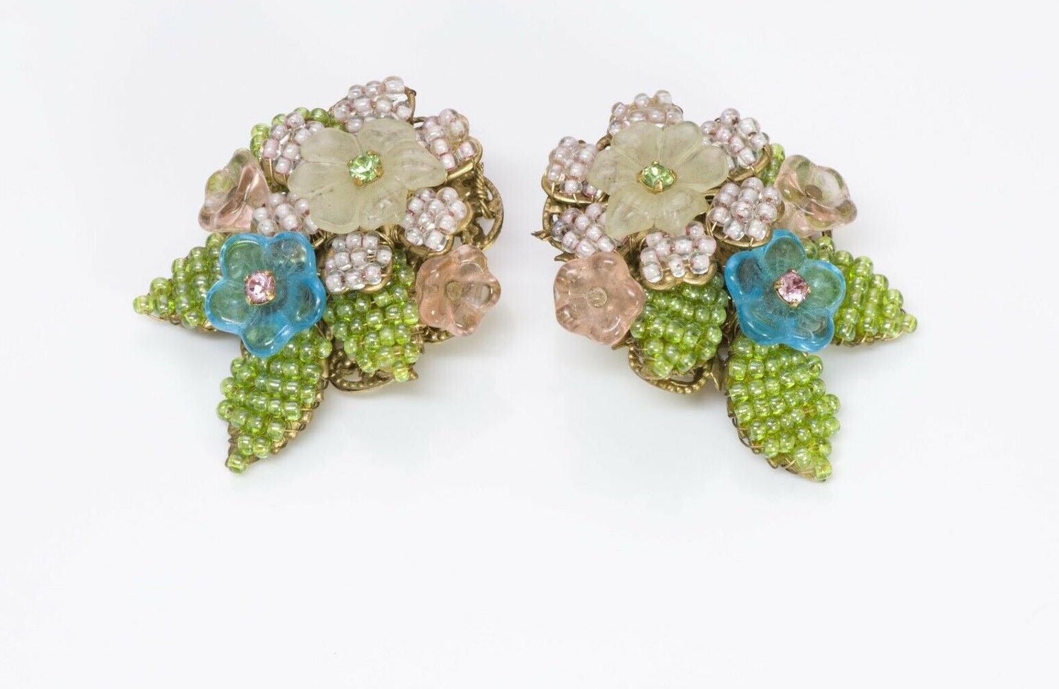 Stanley Hagler NYC Flower Brooch Earrings