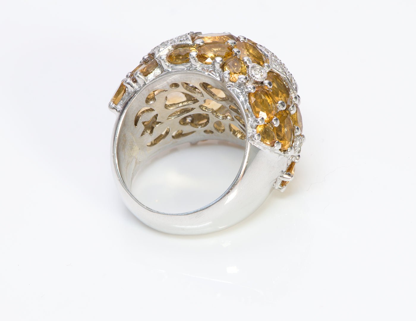 Star Diamond Citrine 18K White Gold Ring