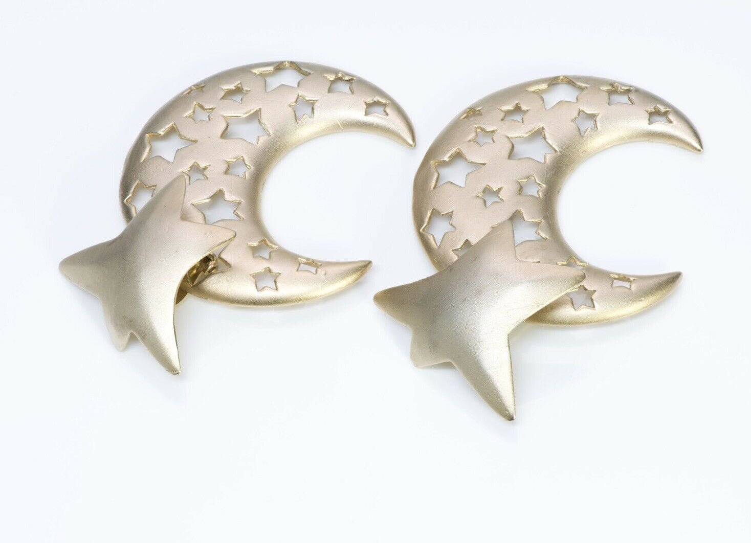 Stephen Dweck Moderne Sterling Star Moon Long Earrings