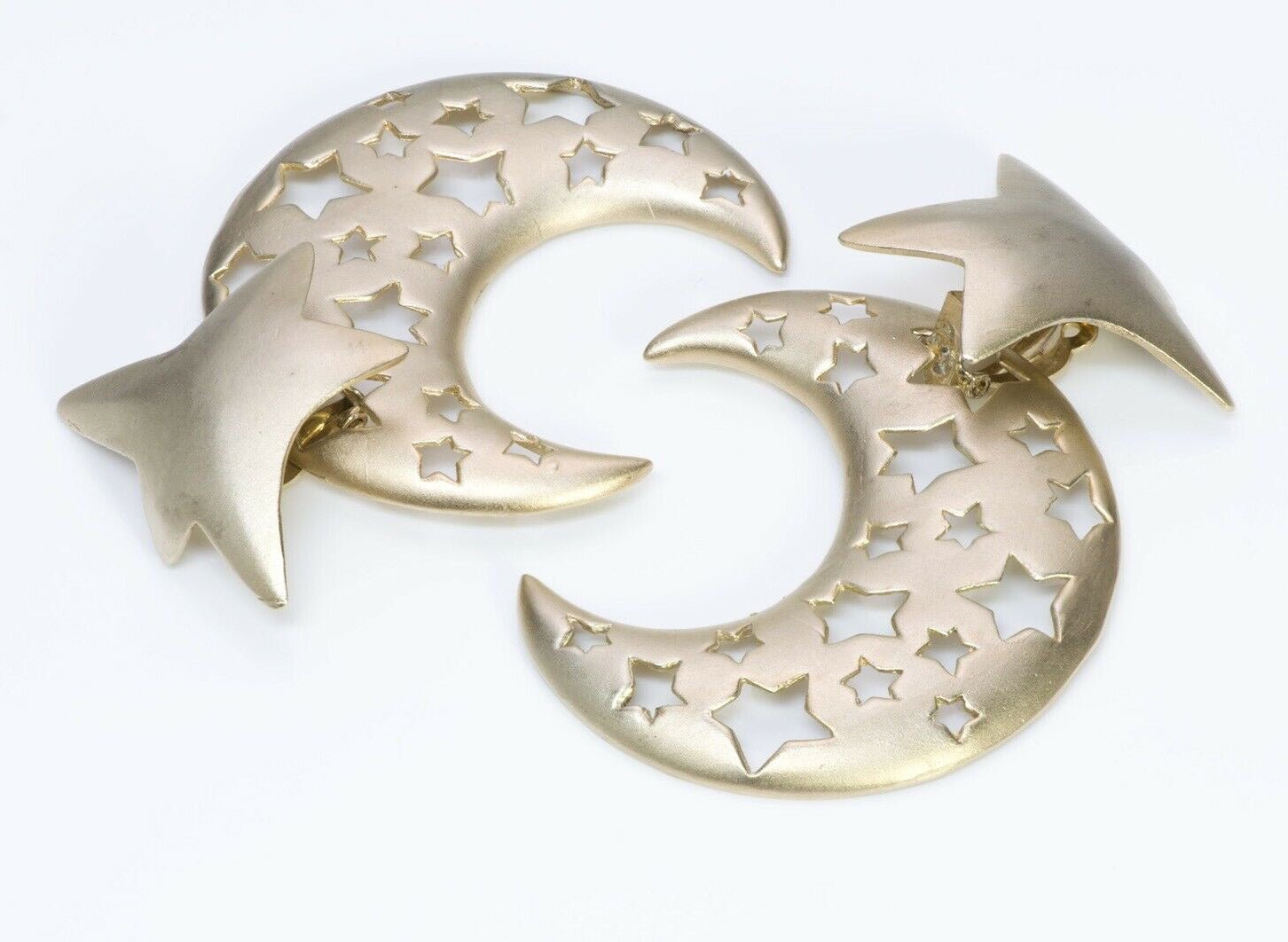 Stephen Dweck Moderne Sterling Star Moon Long Earrings