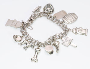 Sterling Silver Dog Charm Link Bracelet