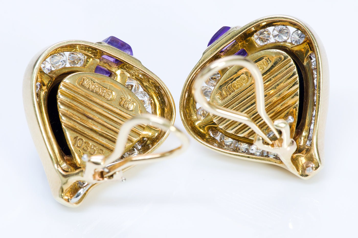 Steven Lagos 18K Gold Onyx Amethyst Diamond Earrings