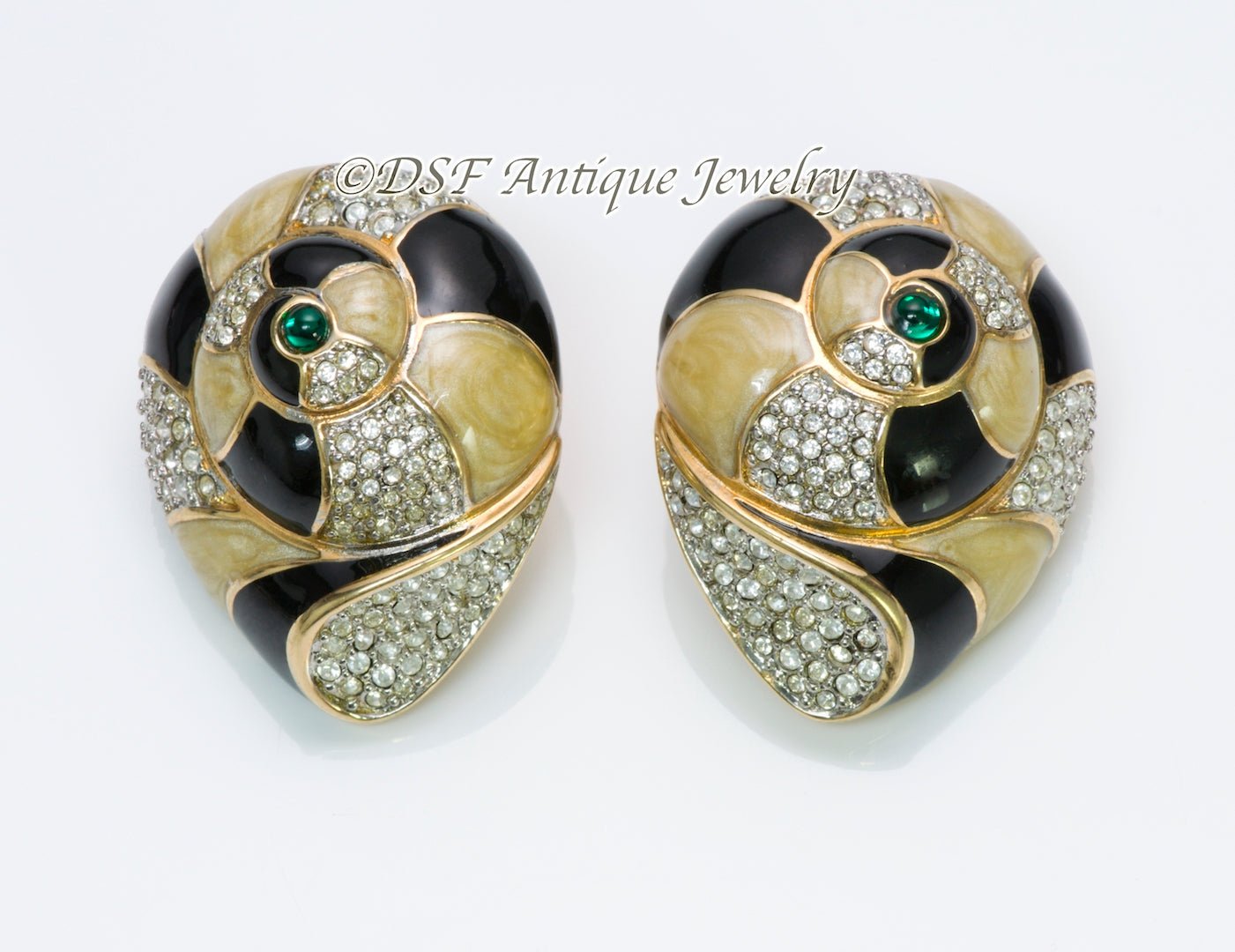 Swarovski Enamel Shell Earrings - DSF Antique Jewelry