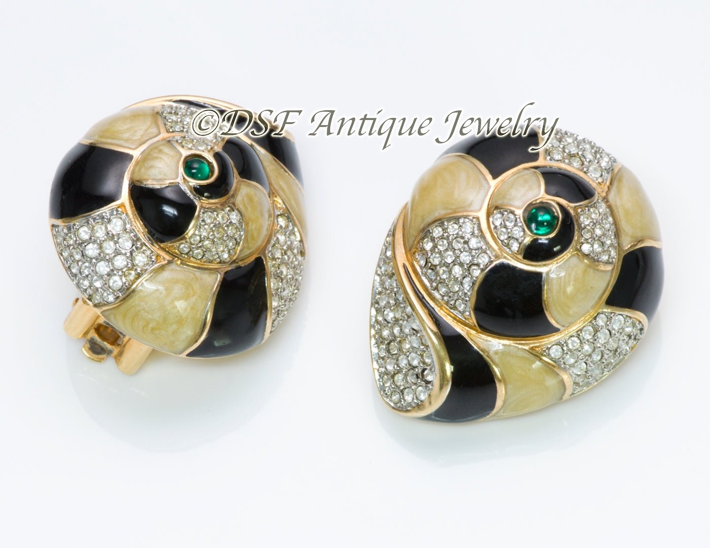 Swarovski Enamel Shell Earrings - DSF Antique Jewelry