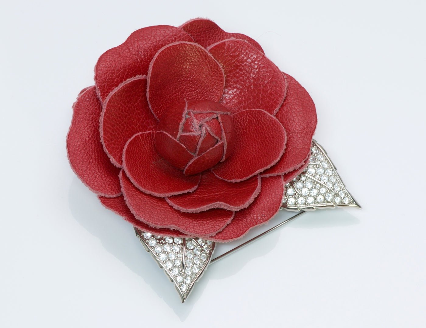 Swarovski Leather Rose Brooch