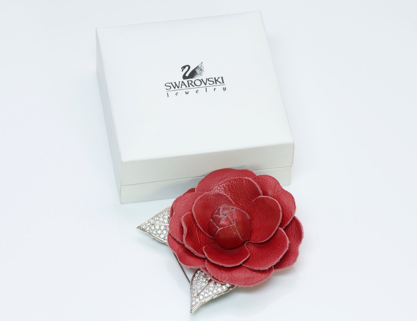 Swarovski Leather Rose Brooch