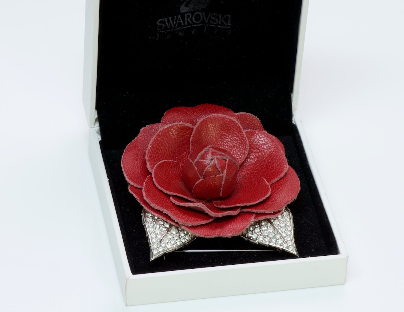 Swarovski Leather Rose Brooch