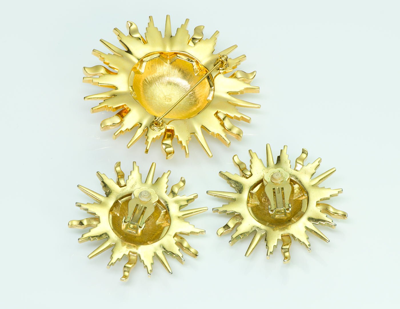 Swarovski Sun Moon Crystal Earrings Brooch Set