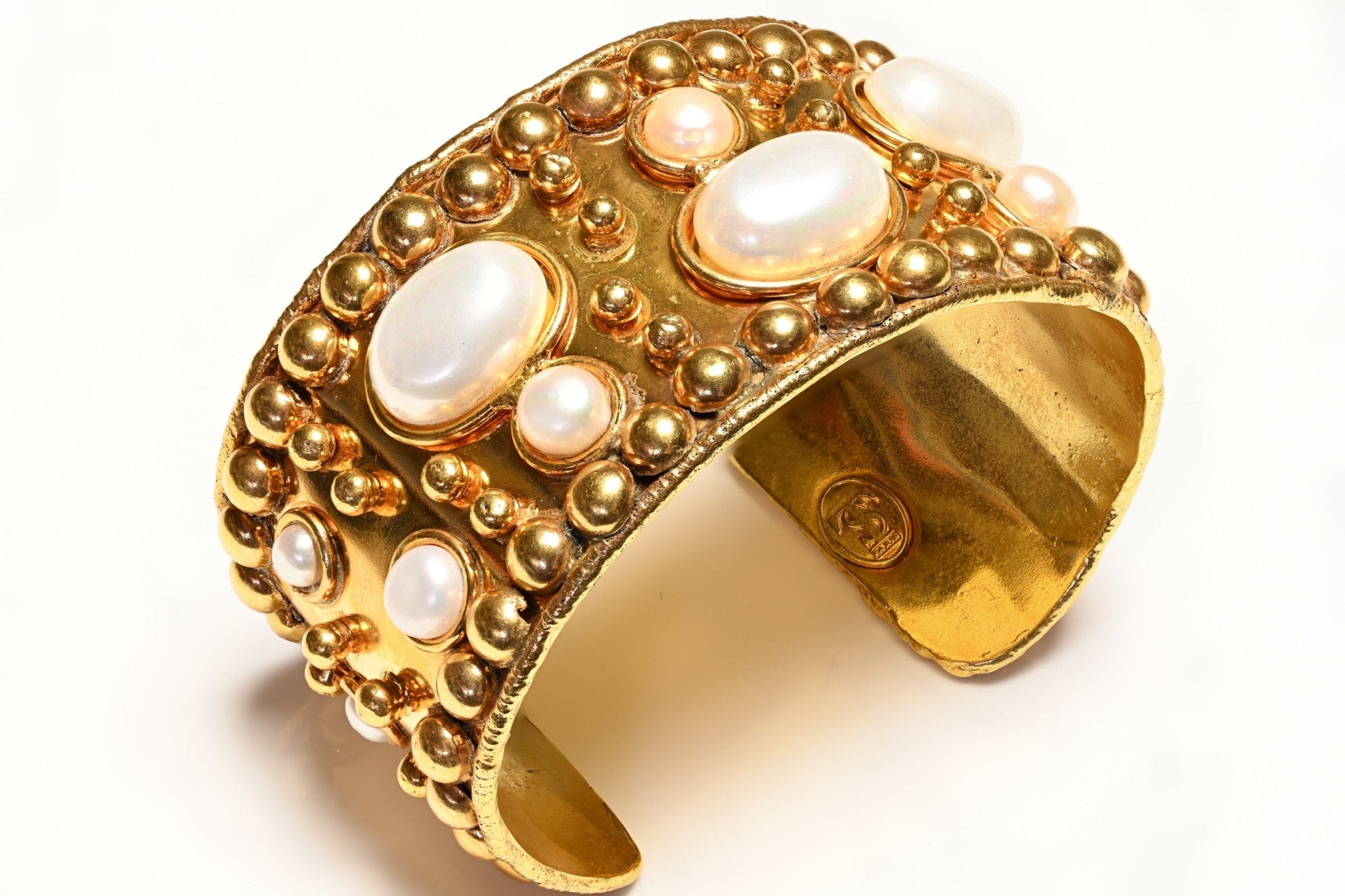 Sylvia Toledano Paris Gold Plated Byzantine Pearl Cuff Bracelet