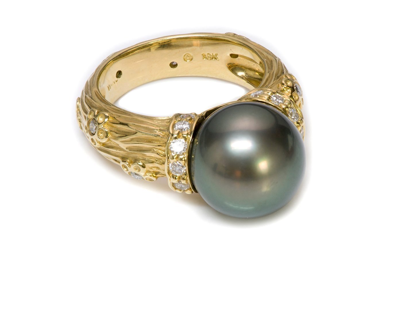 Tahitian Pearl 18K Yellow Gold Diamond Ring