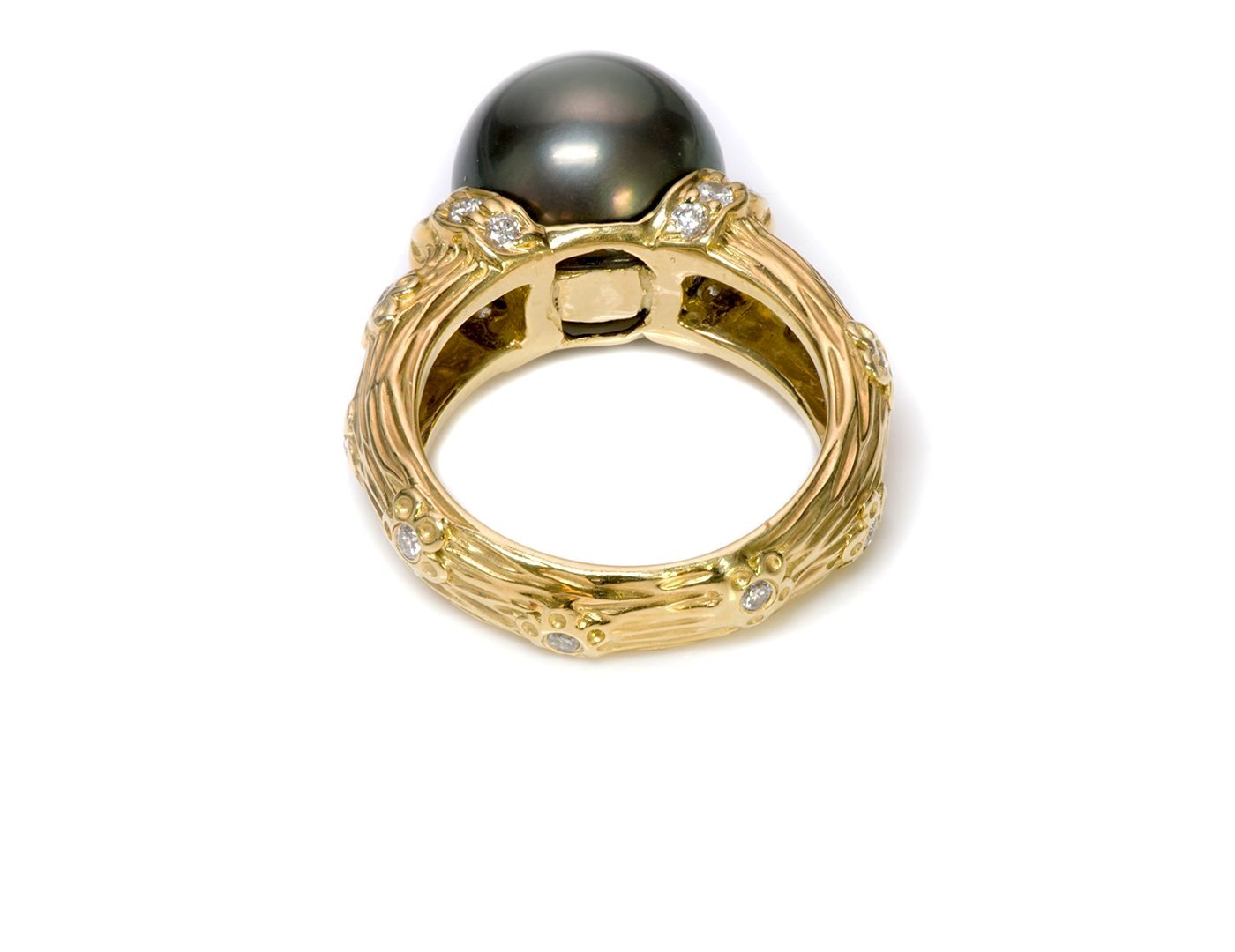 Tahitian Pearl 18K Yellow Gold Diamond Ring