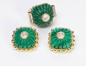 Tambetti Malachite 18K Gold Diamond Ring Earrings
