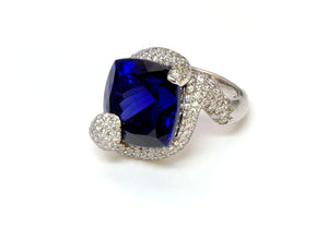Tanzanite Diamond 18K Gold Snake Ring