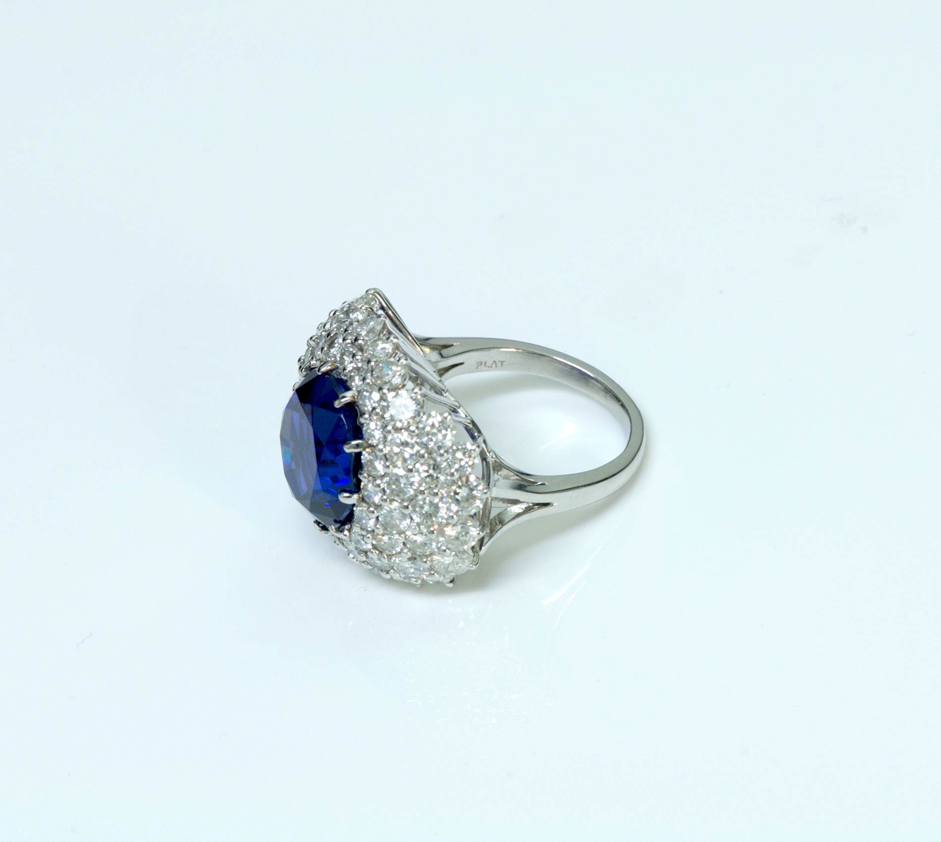 Tanzanite Diamond Platinum Cocktail Ring