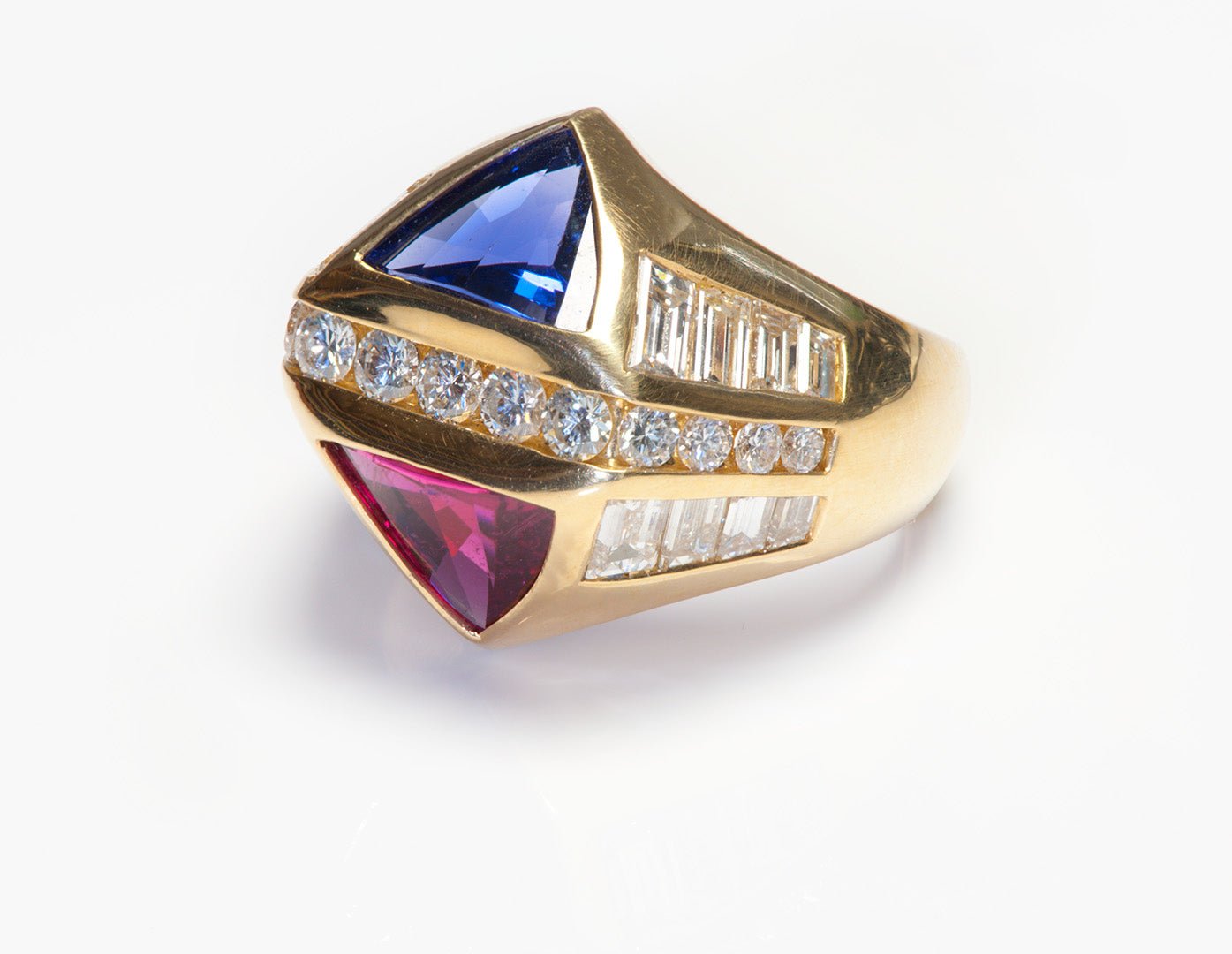 Tanzanite Rubellite Diamond 18K Gold Ring