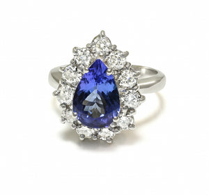 Tanzanite Pear-Shaped Ring with Diamond in 14K Gold