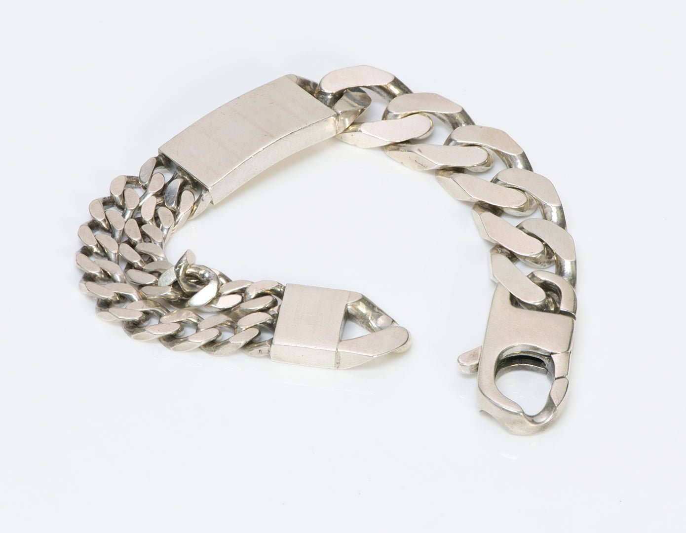 Tateossian Sterling Men's Grumette Duo Wide Curb Link Bracelet