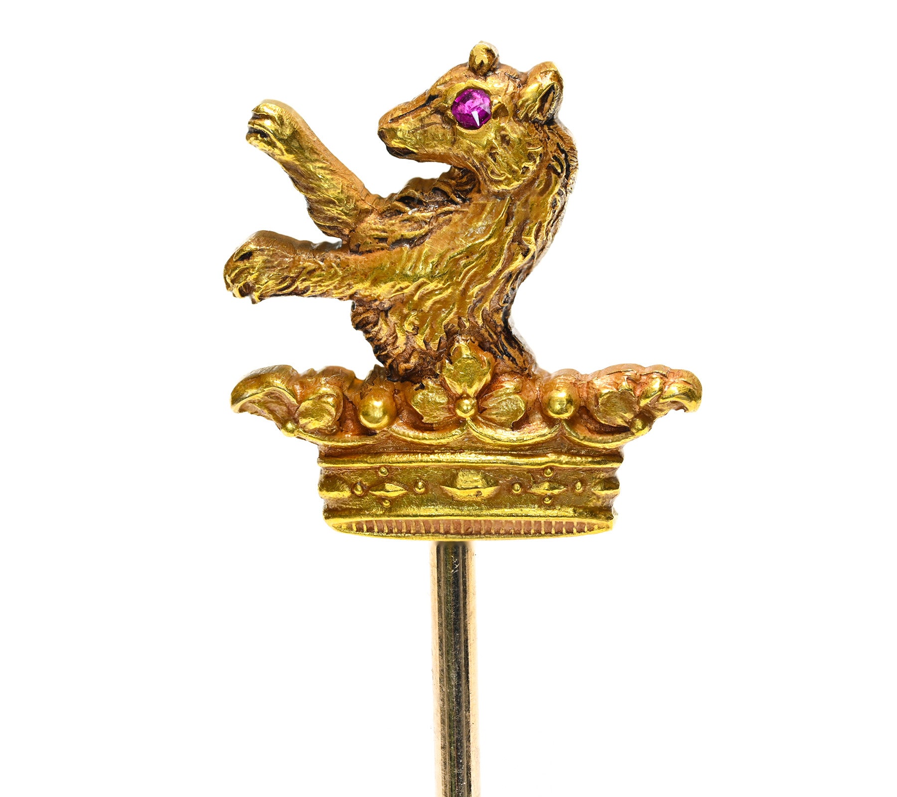 Antique T.B. Starr Gold Heraldic Lion Stick Pin