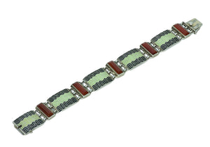 Theodor Fahrner 935 Silver Enamel and Carnelian Bracelet