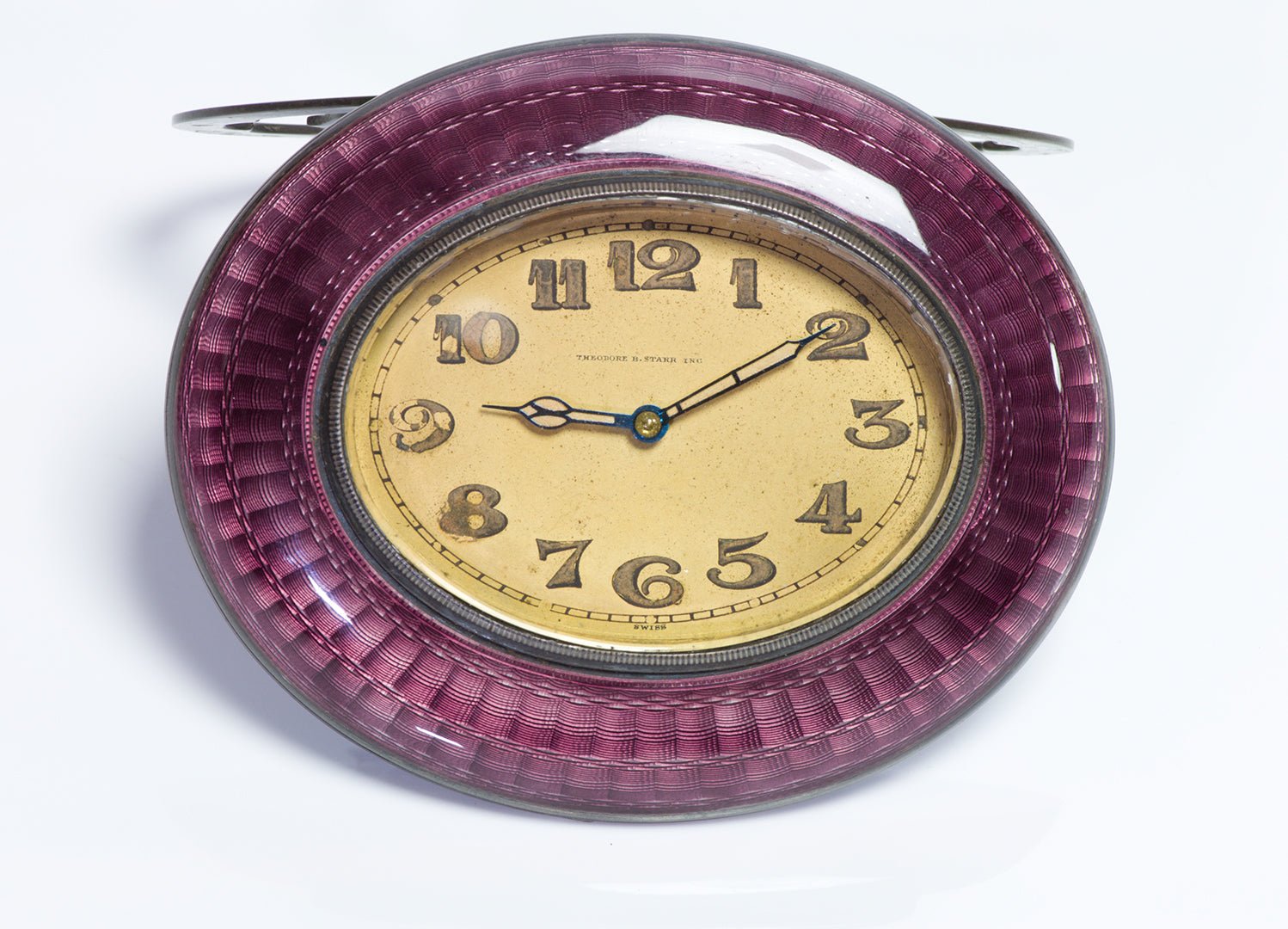 Theodore B. Starr Art Deco Silver Enamel Clock