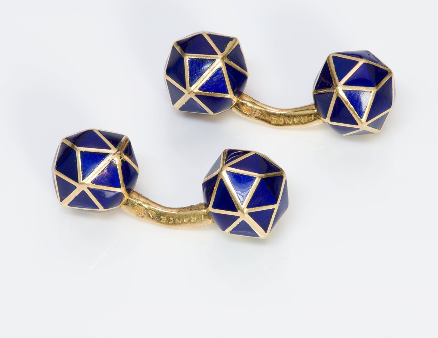 Tiffany & Co. 18K Gold Blue Enamel Cufflinks
