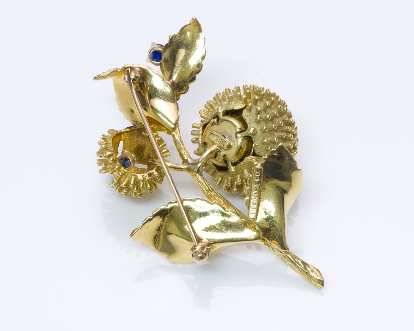 Tiffany & Co. 18K Gold Chestnut Sapphire Diamond Brooch