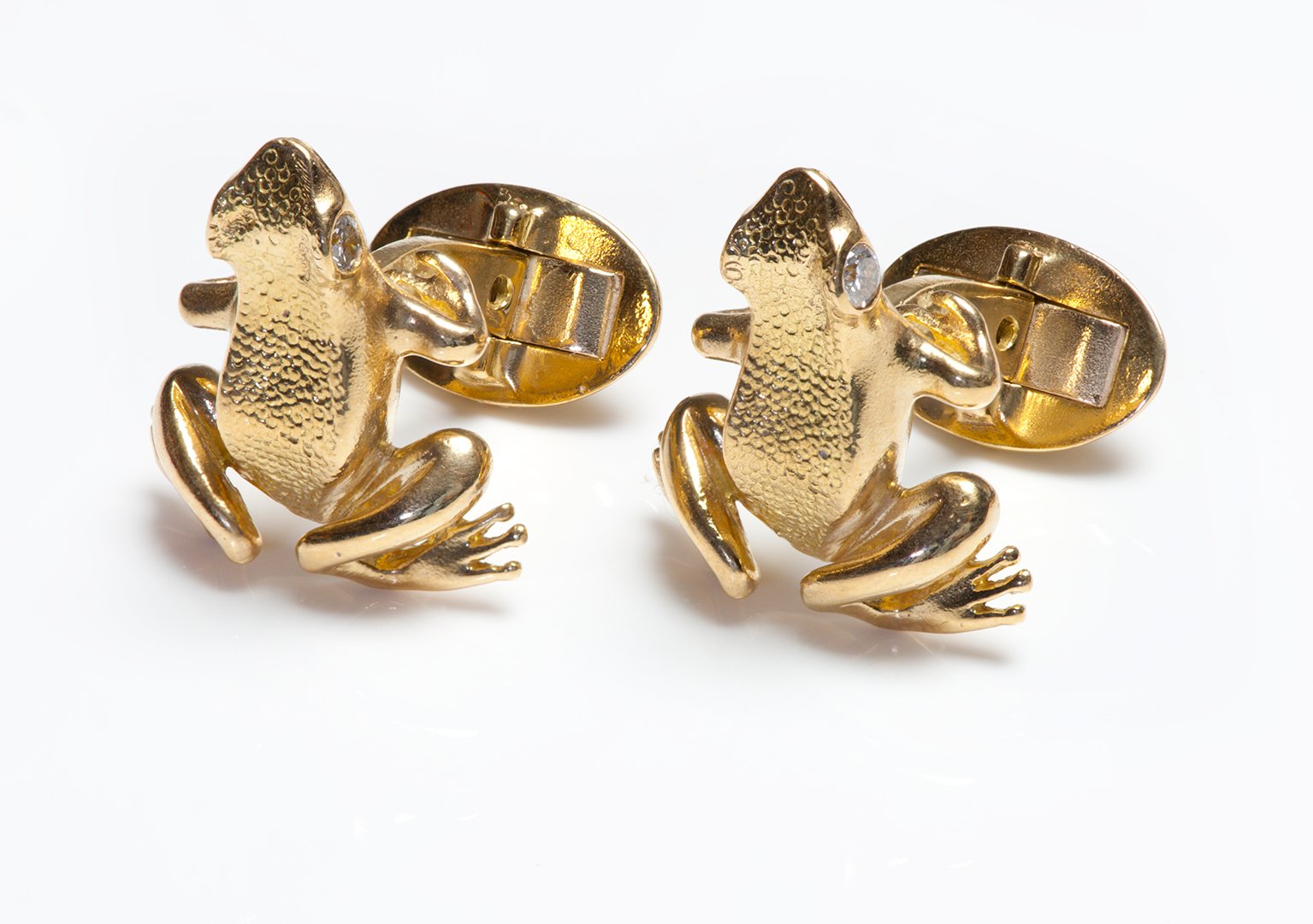 Tiffany & Co. 18K Gold Diamond Frog Cufflinks