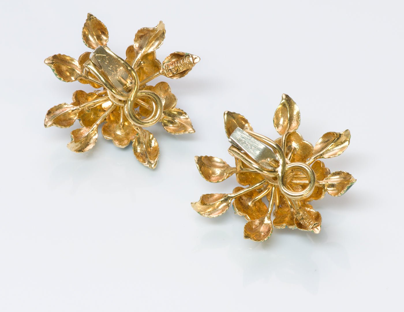 Tiffany & Co. 18K Gold Enamel Diamond Earrings