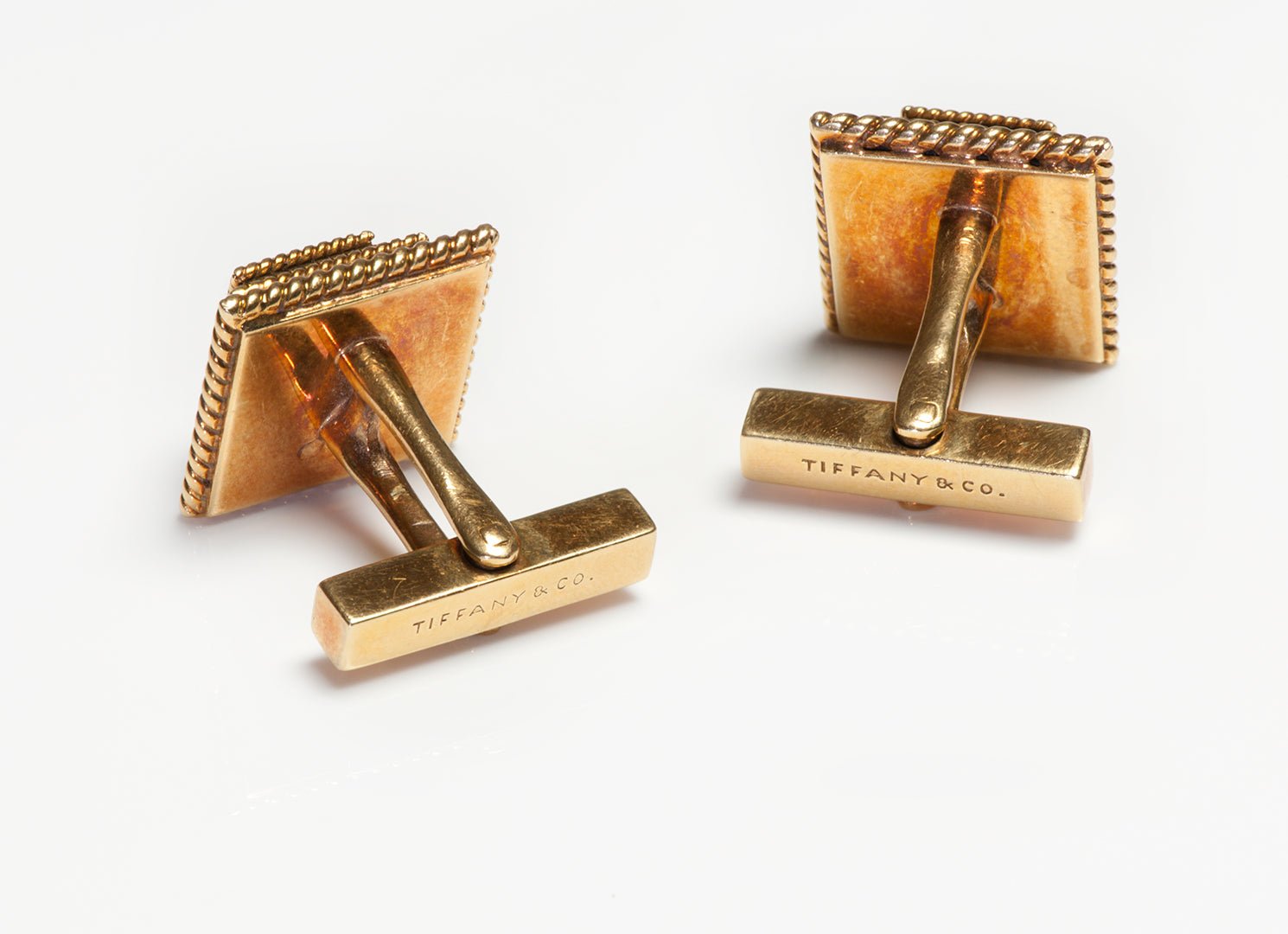 Tiffany & Co. 18K Gold Pyramid Onyx Cufflinks
