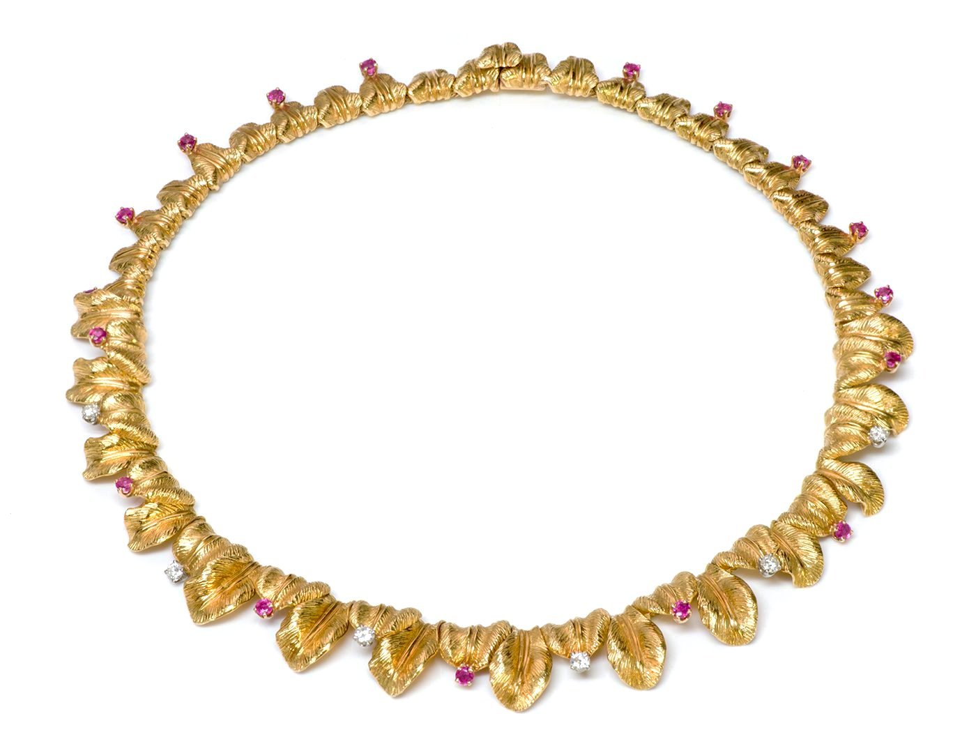 Tiffany & Co. 18K Gold Ruby Diamond Necklace